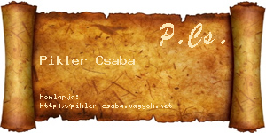 Pikler Csaba névjegykártya